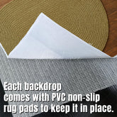 Aperturee - Aperturee Tan Oval Wooden Rug Fabric Floor Backdrop For Photo